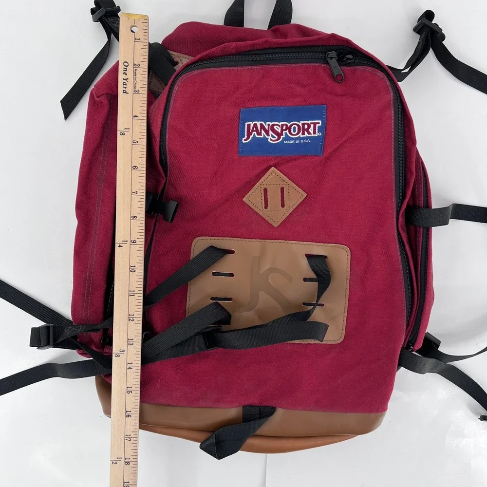 Vintage JanSport USA Leather Bottom Backpack‎ Rucksack Day Pack 80s 90s